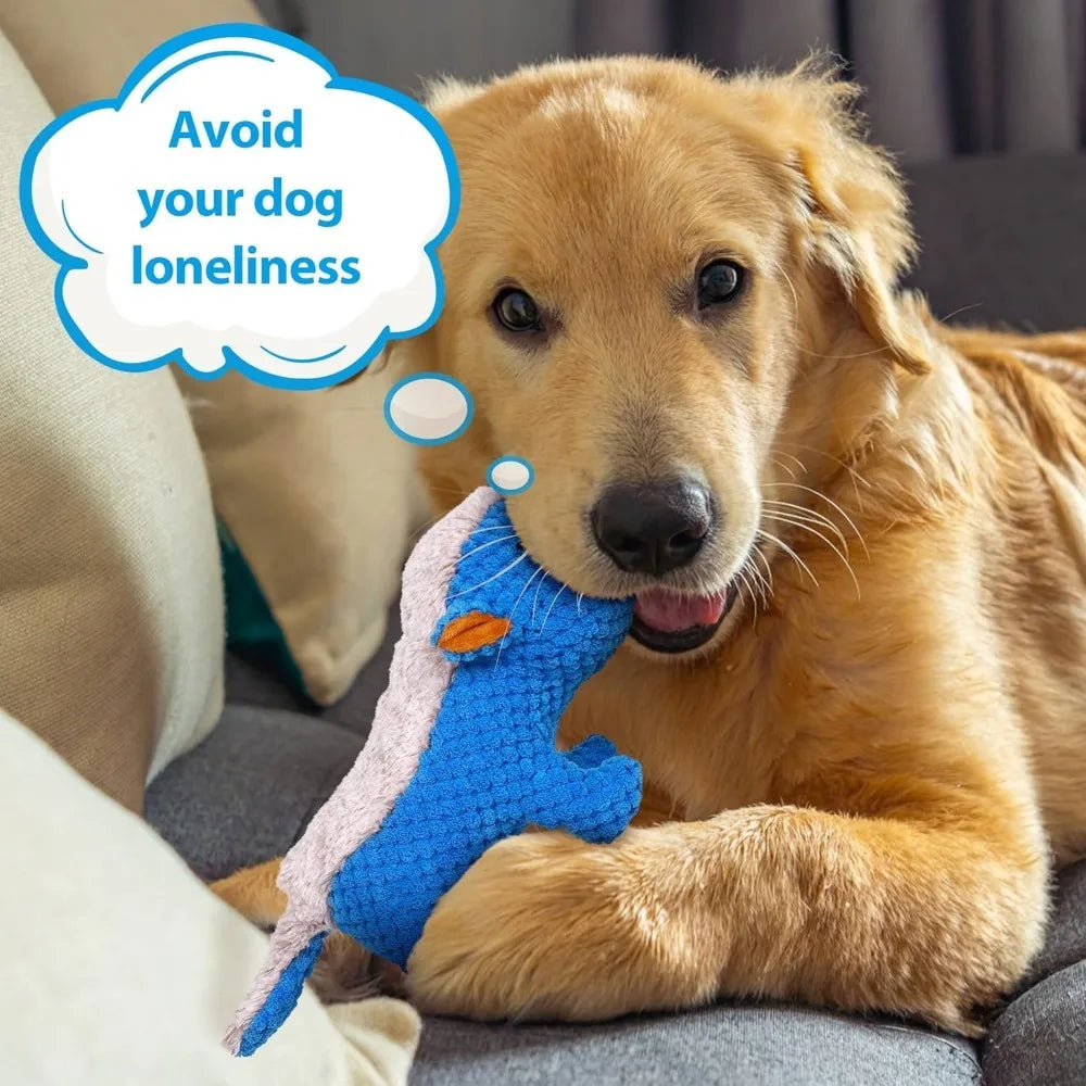 Dog Plush Toys for Aggressive Chewers, Indestructible Dog Squeaky Toys with Crinkle Paper, Durable Teething Chew Toys for Medium