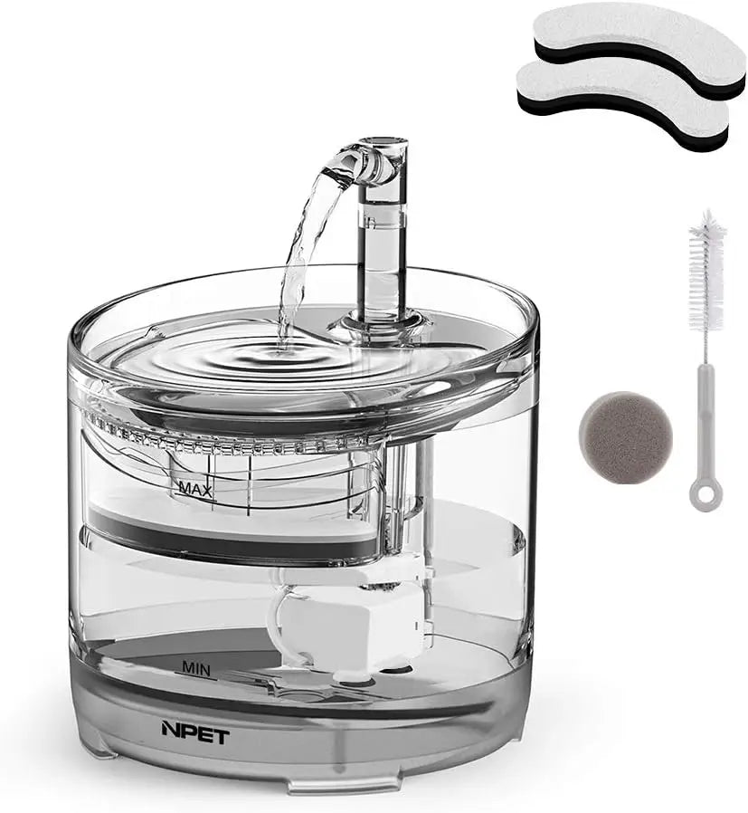 NPET Cat Water Fountain WF050TP 1.5L Automatic Pet Drinking Fountain with Replacement Faucet Kit