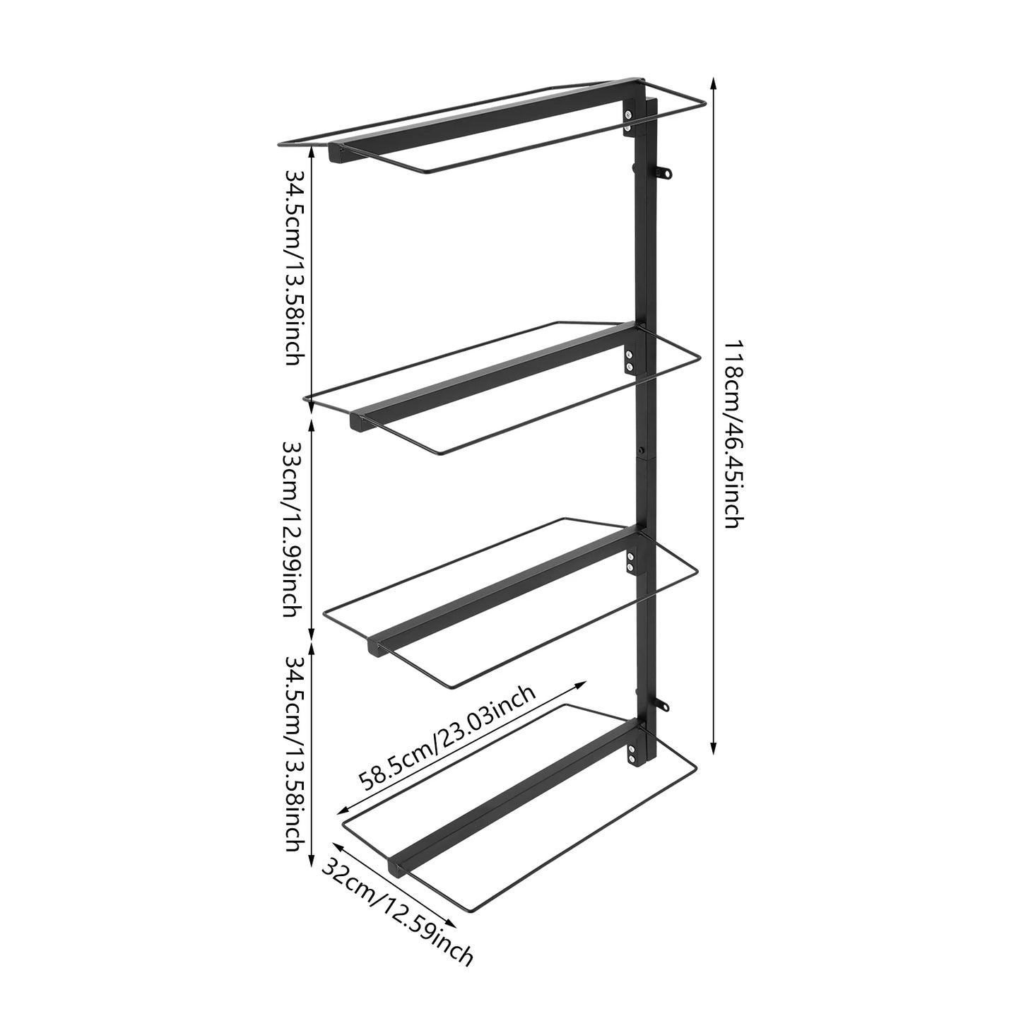 4-tier Steel Saddle Rack,Black Wall Mounted Saddle Rack 58.5*32*118cm for Horse Tack Room Stable