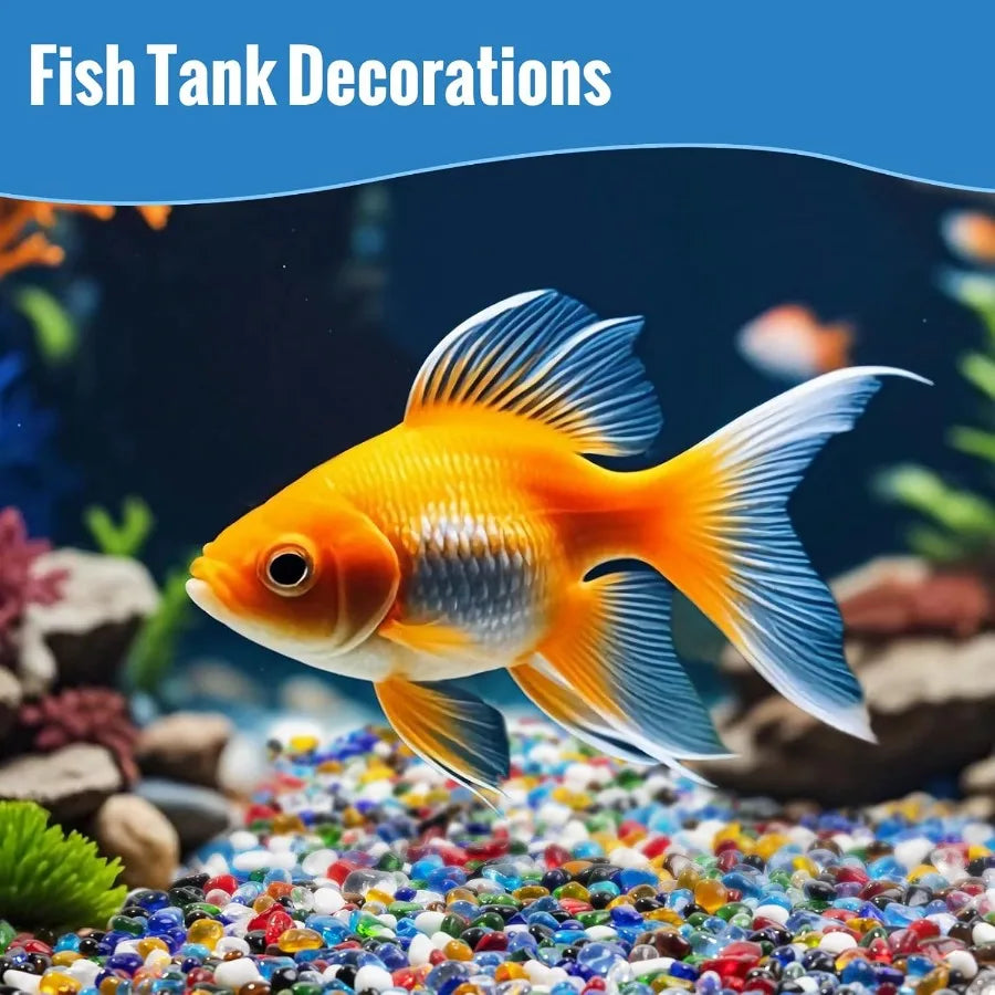 KIJOU Sea Glass Stones for Crafts - 10 Colors Clear Glass Pebbles 1/4-3/8 Ih Transparent Aquarium Rocks and Gravel Fish Tank De