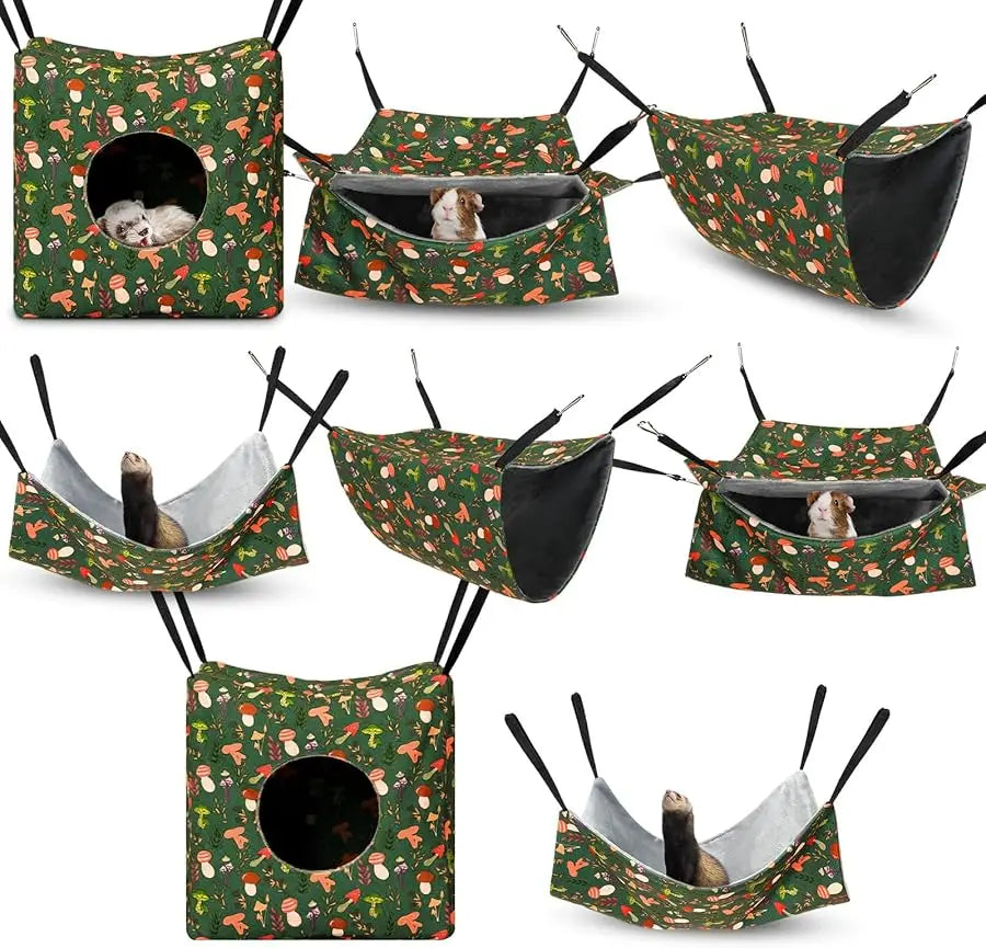 8 Pack Guinea Pig Hammock Rat Hammock Soft Small Pet Hanging Tunnel Glider Toy Mat Ferret Hideout Bed Cage Accessories for Small