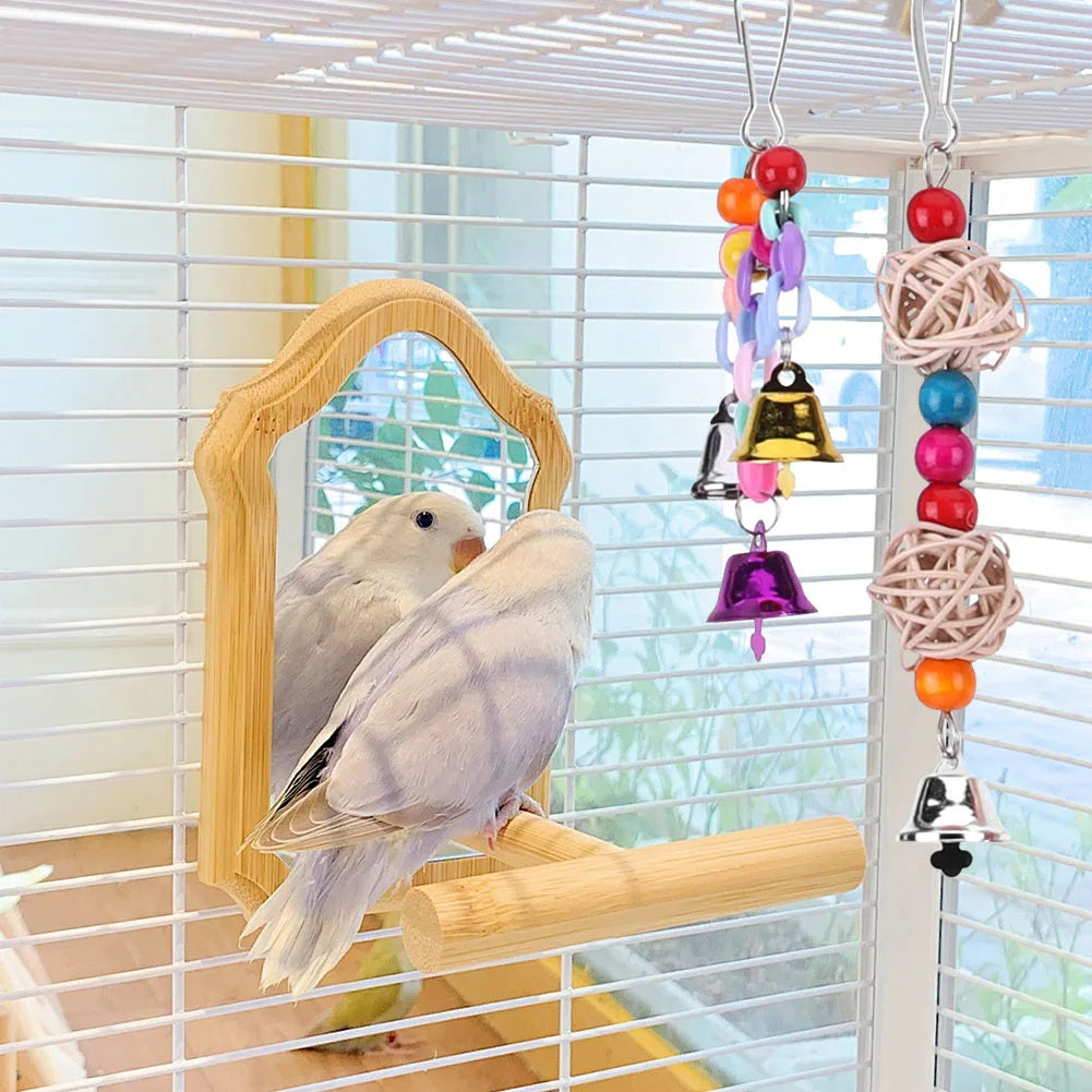 10PCS Bird Toys Set Swing Chewing Training Toys Swing Hanging Standing Chewing Toy Parrot Toy for Cockatiels Parakeets