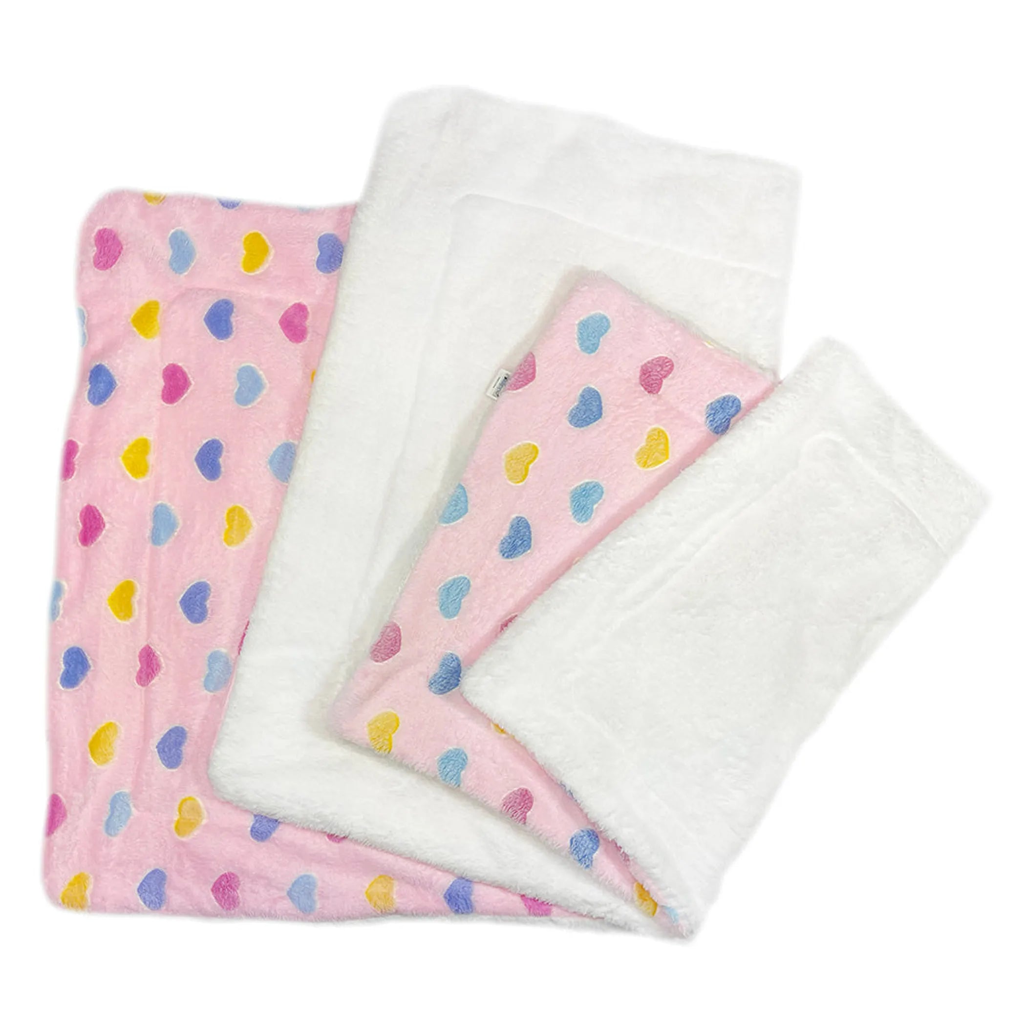 Ultra Plush Dog Blanket - Colorful Hearts Print - Double Layer Soft Pet Bedding