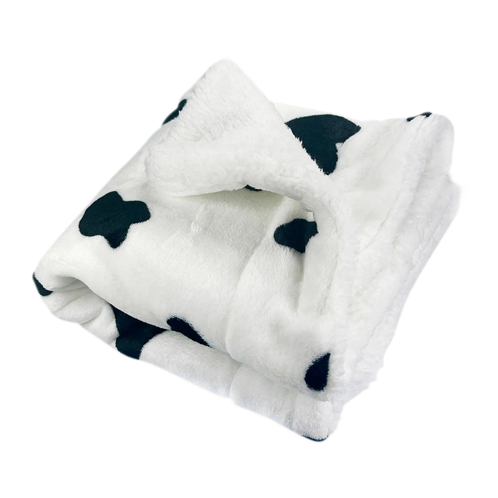 Ultra Plush Dog Blanket - Moo Cow Print - Double Layer Soft Pet Bedding