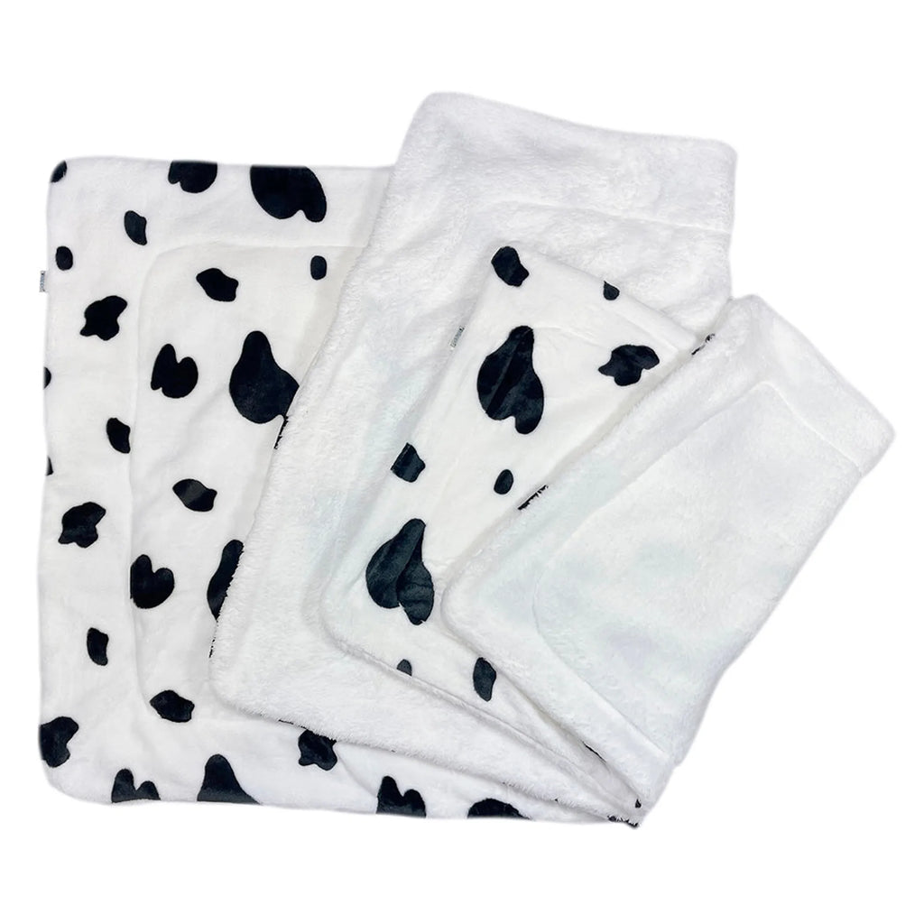 Ultra Plush Dog Blanket - Moo Cow Print - Double Layer Soft Pet Bedding