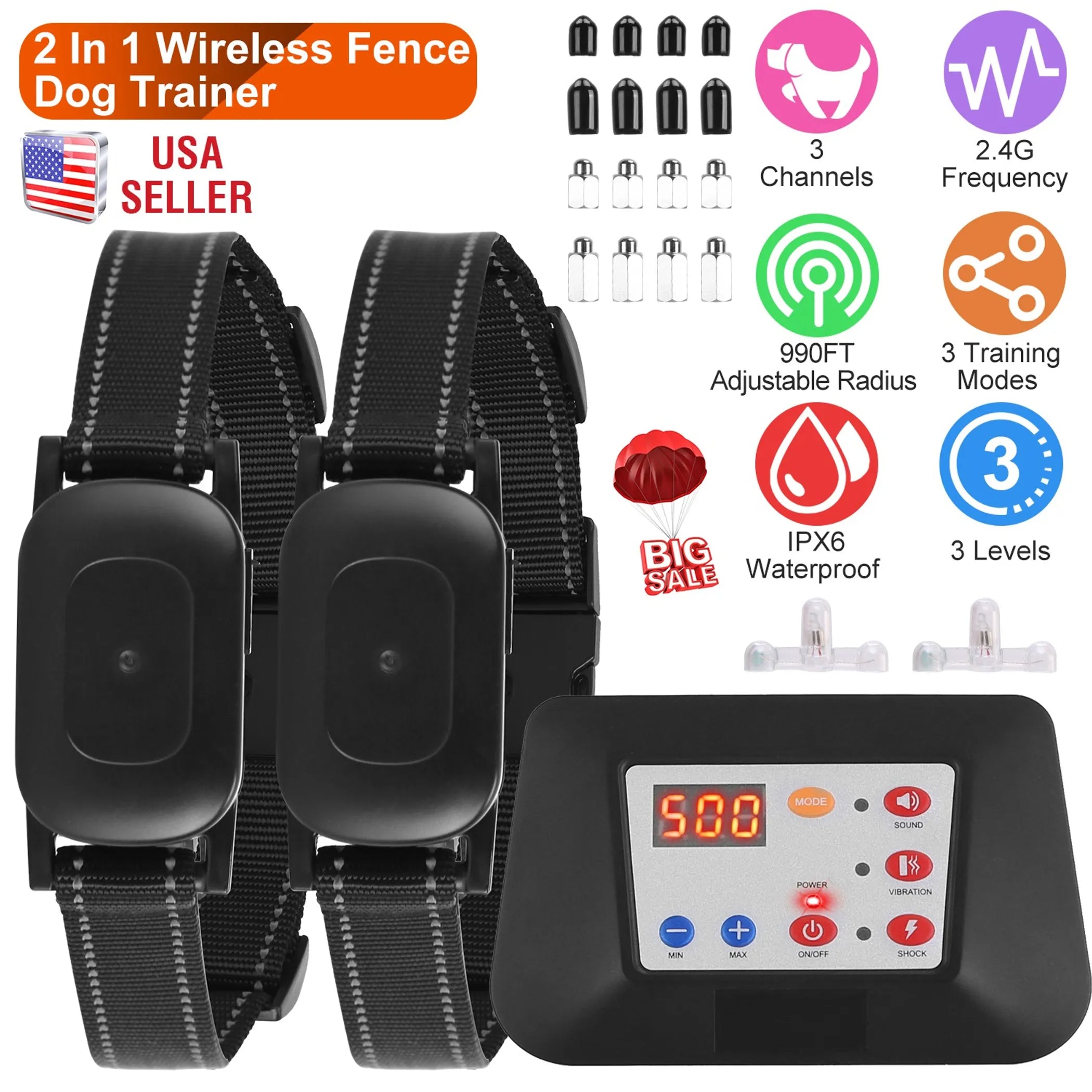 990FT Radius Dog Training Collar Wireless Fence