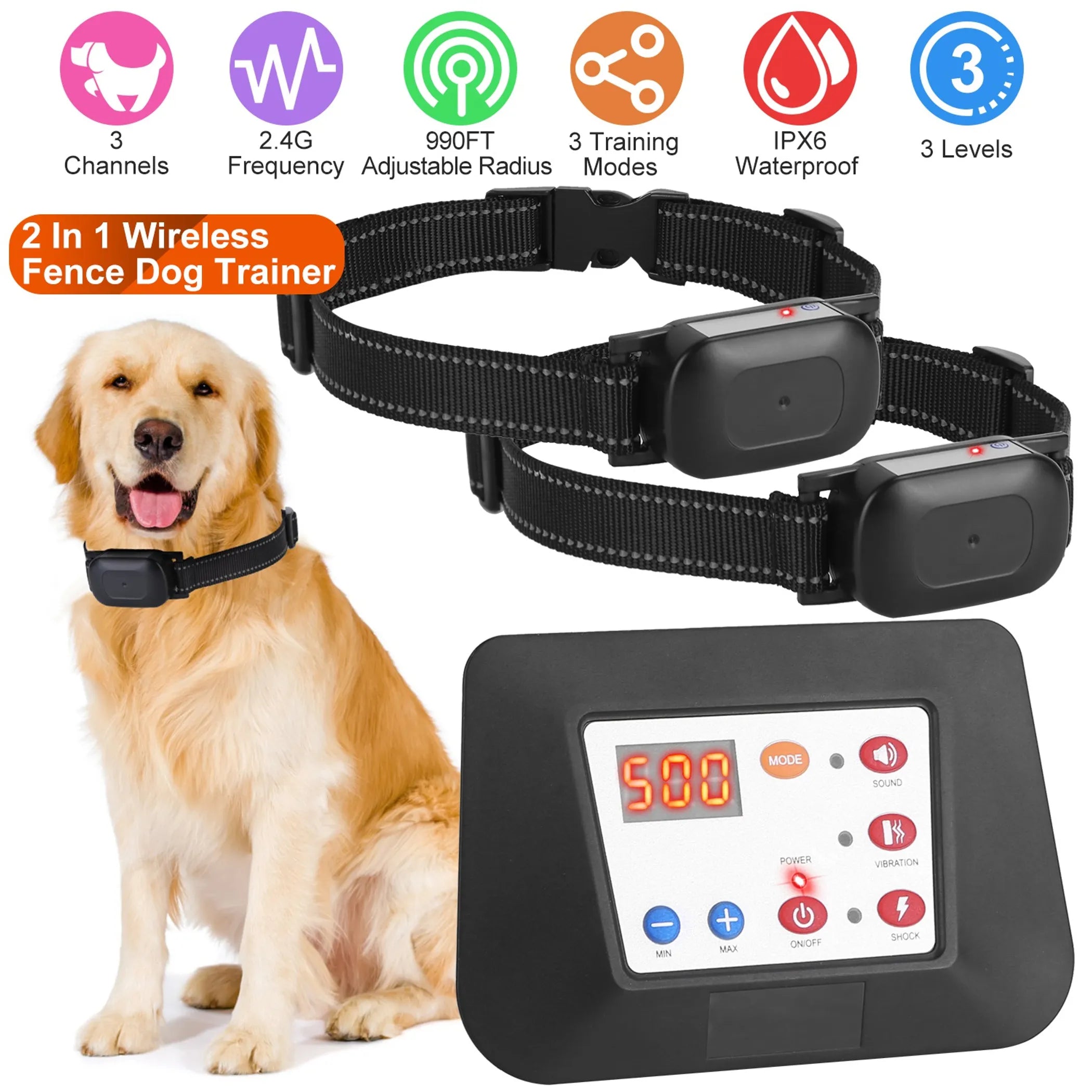 990FT Radius Dog Training Collar Wireless Fence