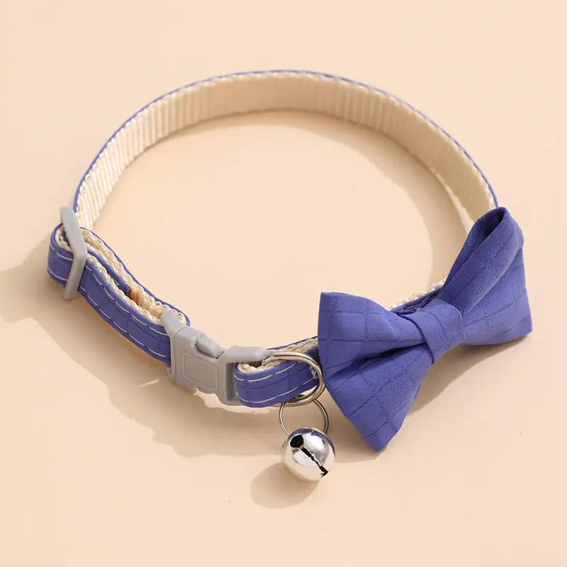Bow Collar Solid Color Bowknot Puppy Chihuahua Adjustable Cats Accessories Safety Bell Tie Bow Buckle Pets with Collar New