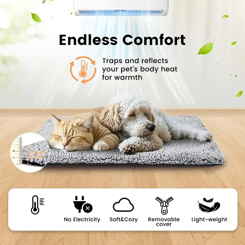 Self-Heating Pet Blanket - No Electricity Thermal Mat for Dogs & Cats
