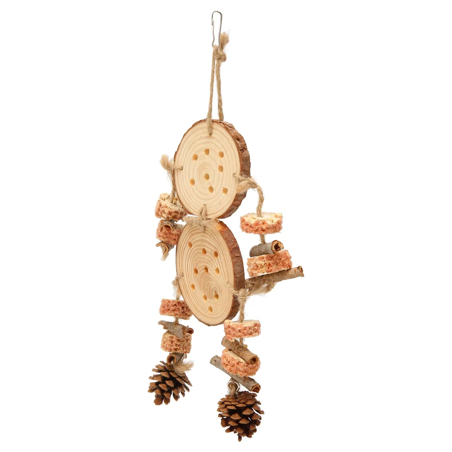 Bird Chewing Toys Puzzle Wooden Corks Logs Pine Cones Corn Cobs Barks Parrot Cage Toy for Parakeet Cockatiel Conure