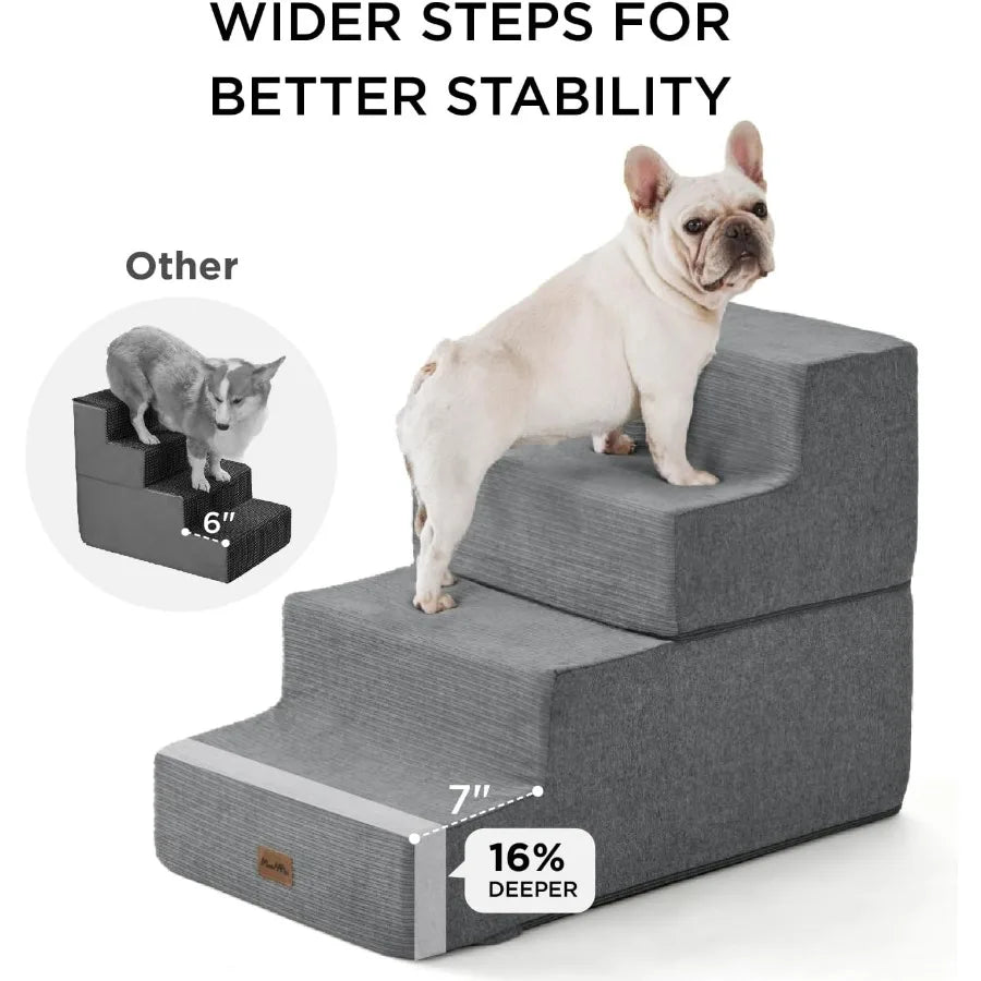 Dog Steps for Bed Extra Wide Dog Stairs for High Bed Couch Sofa 35D Foam Pet Steps for Small Dogs and Cats NonSlip Bottom Pet S