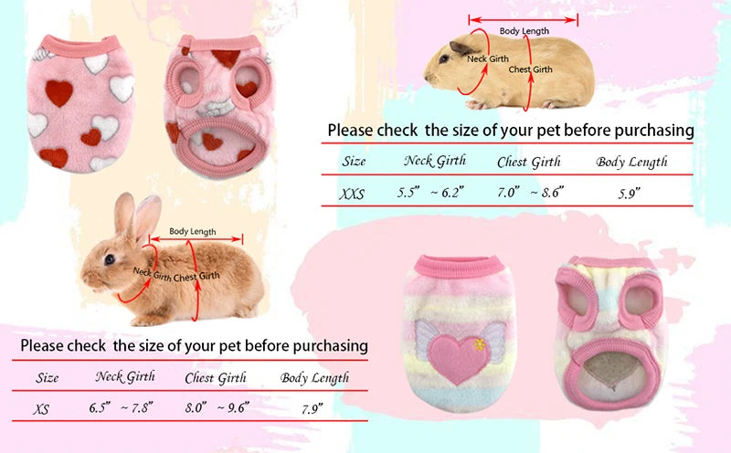 Warm Rabbit Clothes Soft Fleece Guinea Pig Vest Cute Small Pet Clothes Bunny Costume for Ferret Chihuahua Rabbit Accessories