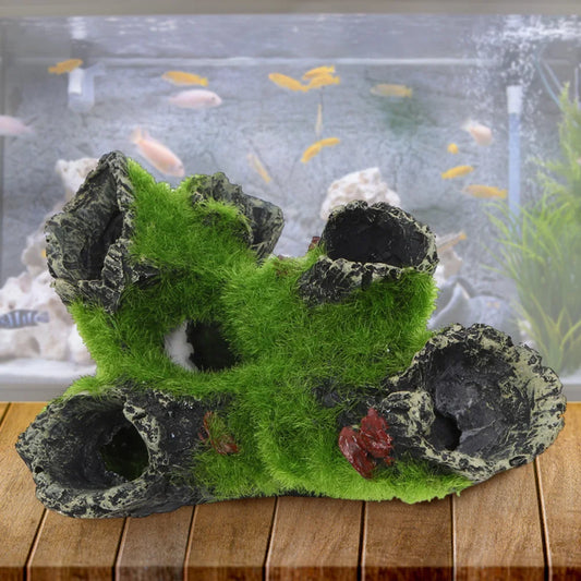 Resin Breeding Hiding Cave Ornaments Shrimp Breeding Evasion House Simulation Moss Roots Decorative Props for Fish Tank Aquarium