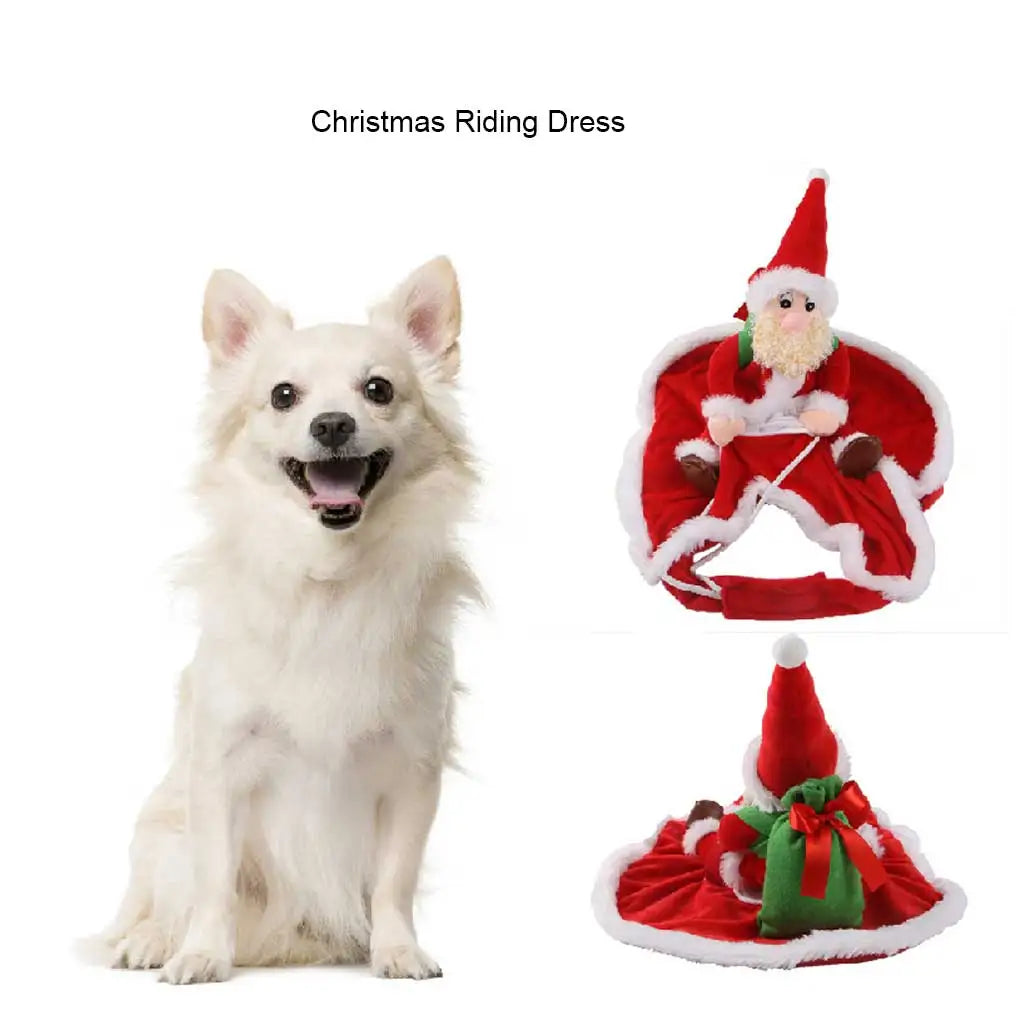 Christmas Pet Clothes Themed Party Festival Holiday Atmospheres Xmas Costume Riding Santa Claus Personalized Prop  S