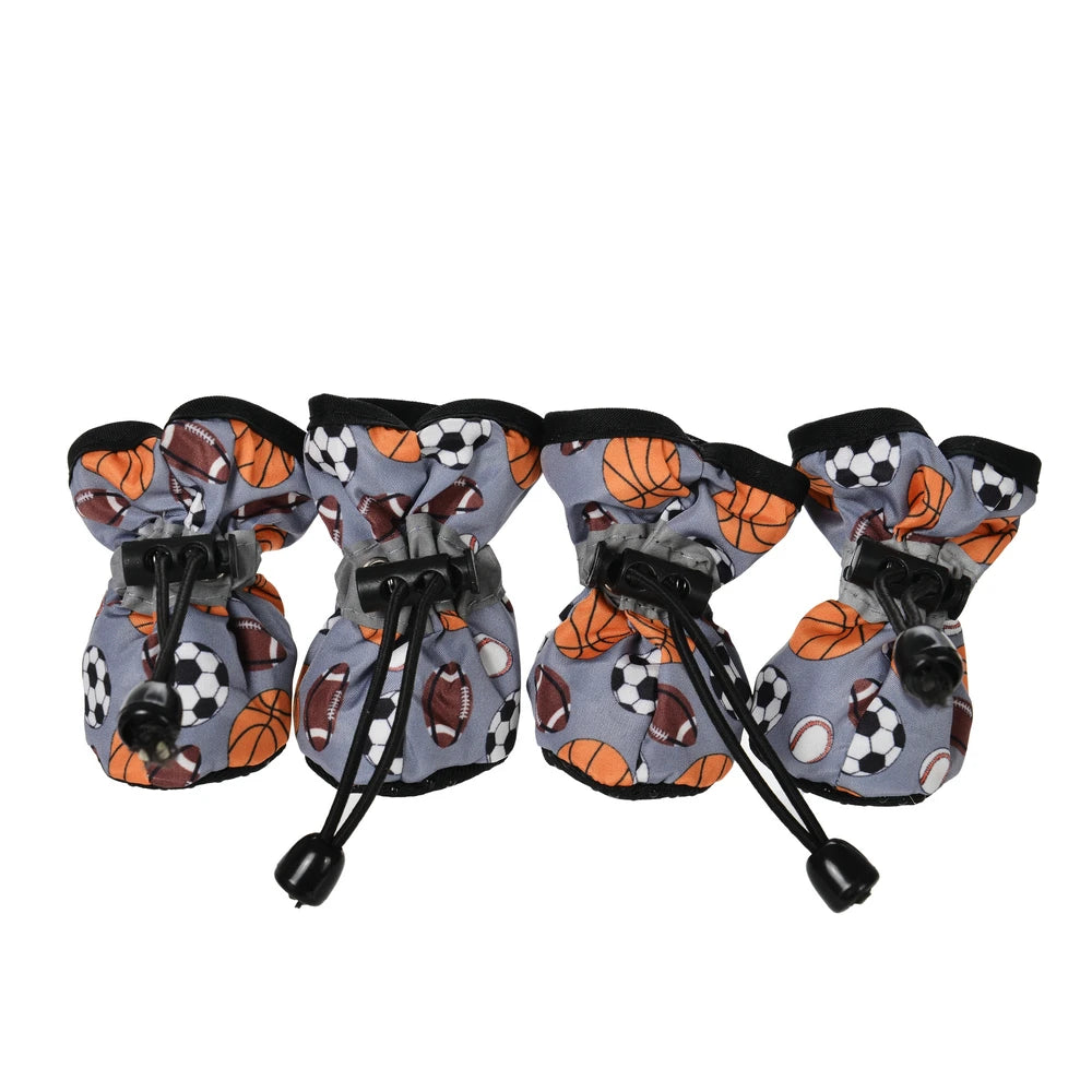 Winter Waterproof Dog Boots - 4 Pack Anti-Slip Snow Shoes with Warm Fleece Lining
