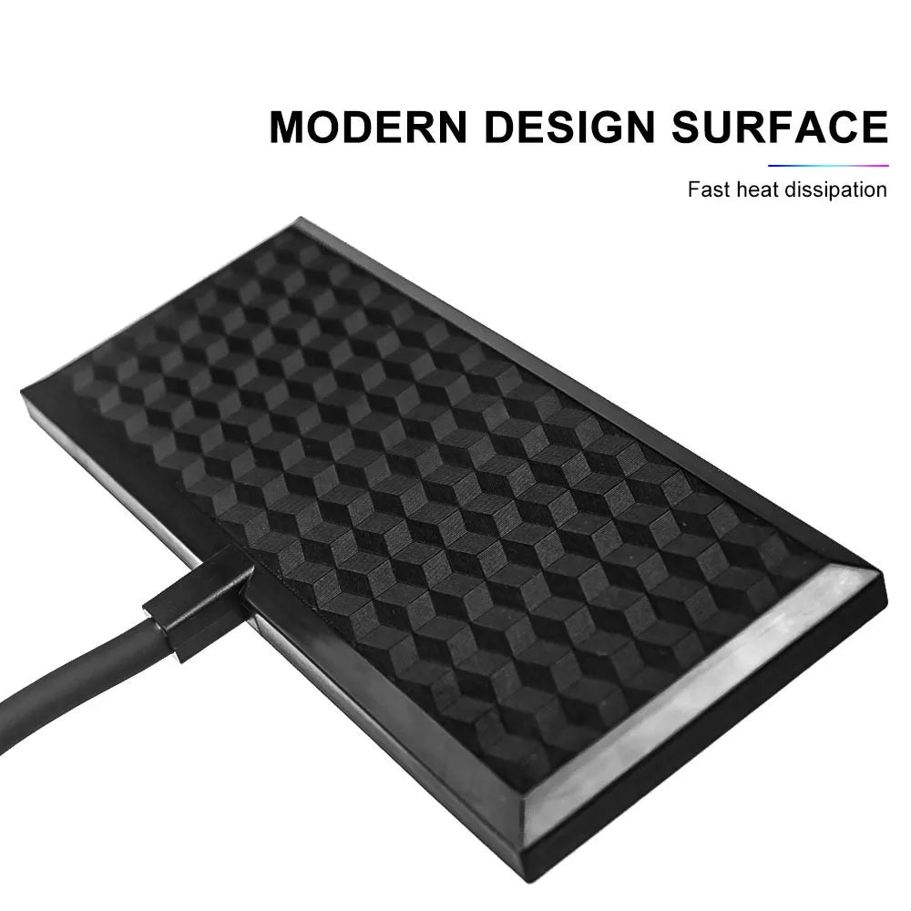 Rectangular heat sink with carbon fiber pattern on a white background
