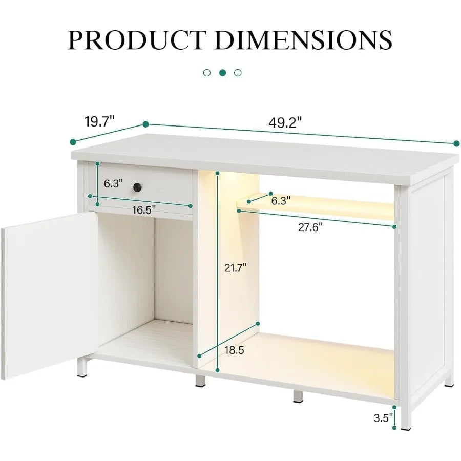 55 Gallon Fish Tank Stand with LED Light and Power Outlets for 5575 Gallon Aquarium Includes Drawer and Barn Door Design 50 L x