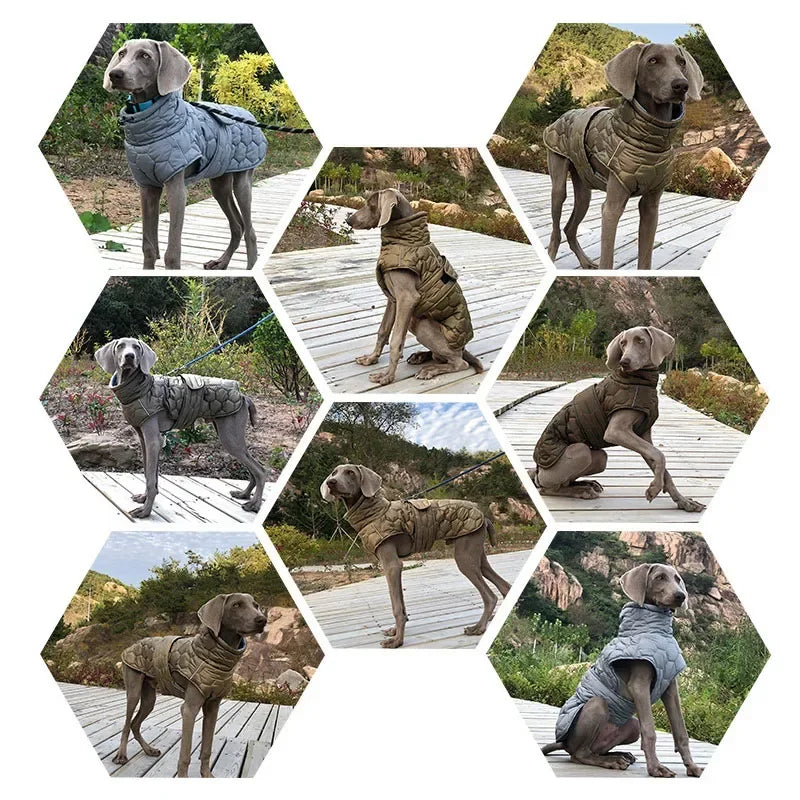 Winter Warm Dog Clothes Thick Reflective Snowsuit Pet Dog Down Jacket for Large Breed Dogs Parkas Clothing for Whippet Greyhound