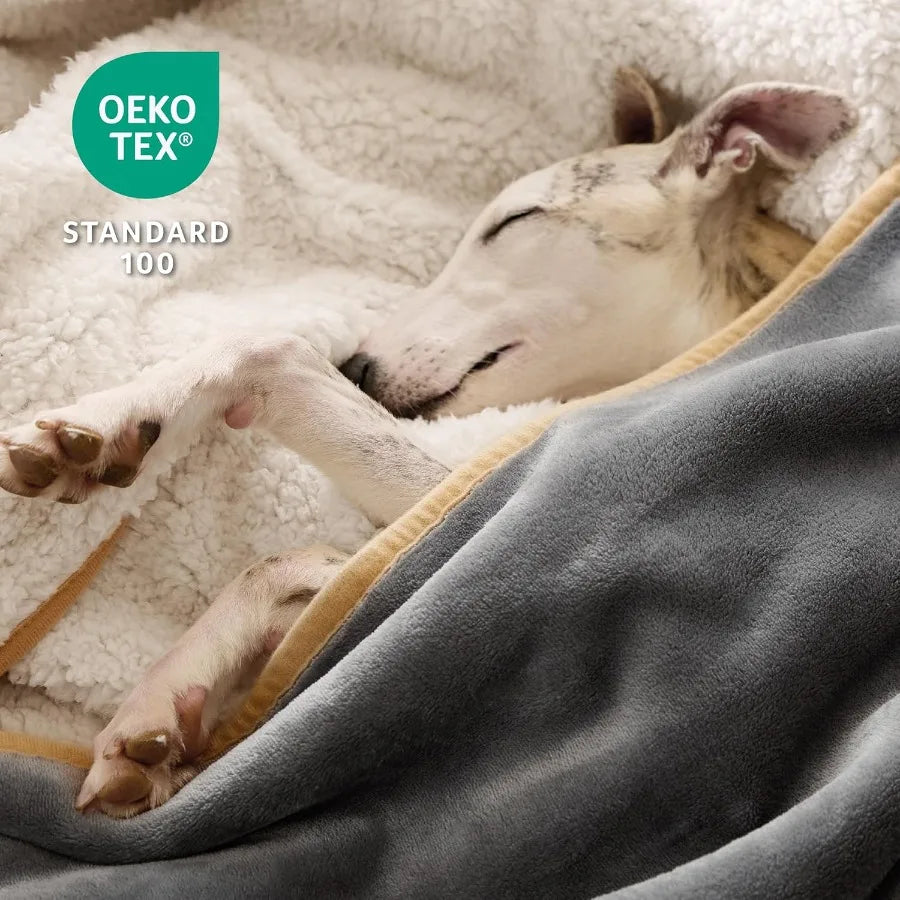 Bedsure Waterproof Dog Blankets for Small Dogs Small Cat Blanket Washable for Couch Protection Sherpa Fleece Puppy Blanket Soft