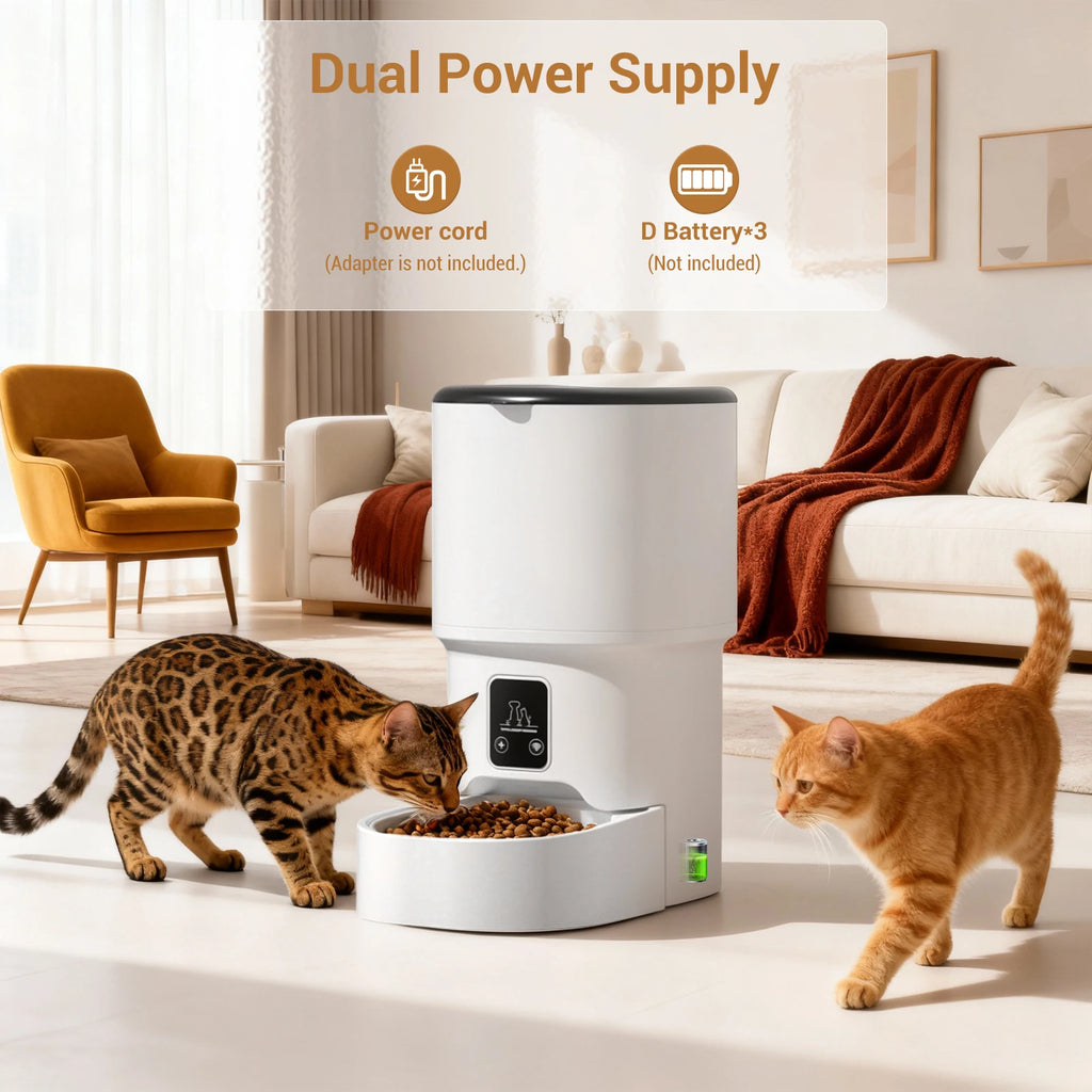 Automatic Pet Feeder 4L – 6 Meals/Day, Portion Control, Dual Power for Cats & Dogs