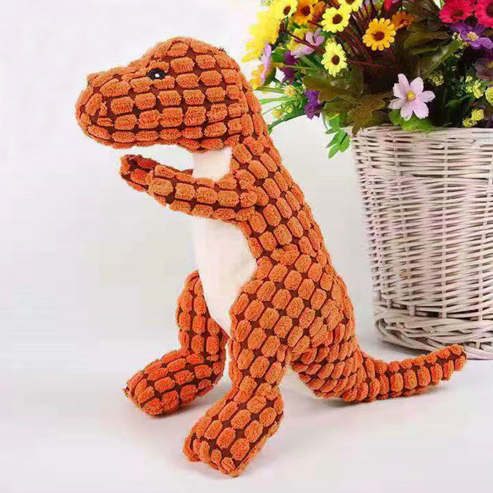 Dino Sounding Interactive Dog Toy Cute Squeaky Dog Toy Soft Pet Plush Toy for Aggressive Chewers