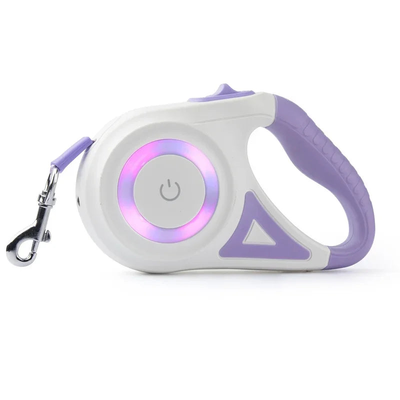 5M Retractable Dog Leash with LED Flashlight - Durable Nylon for Walking & Running