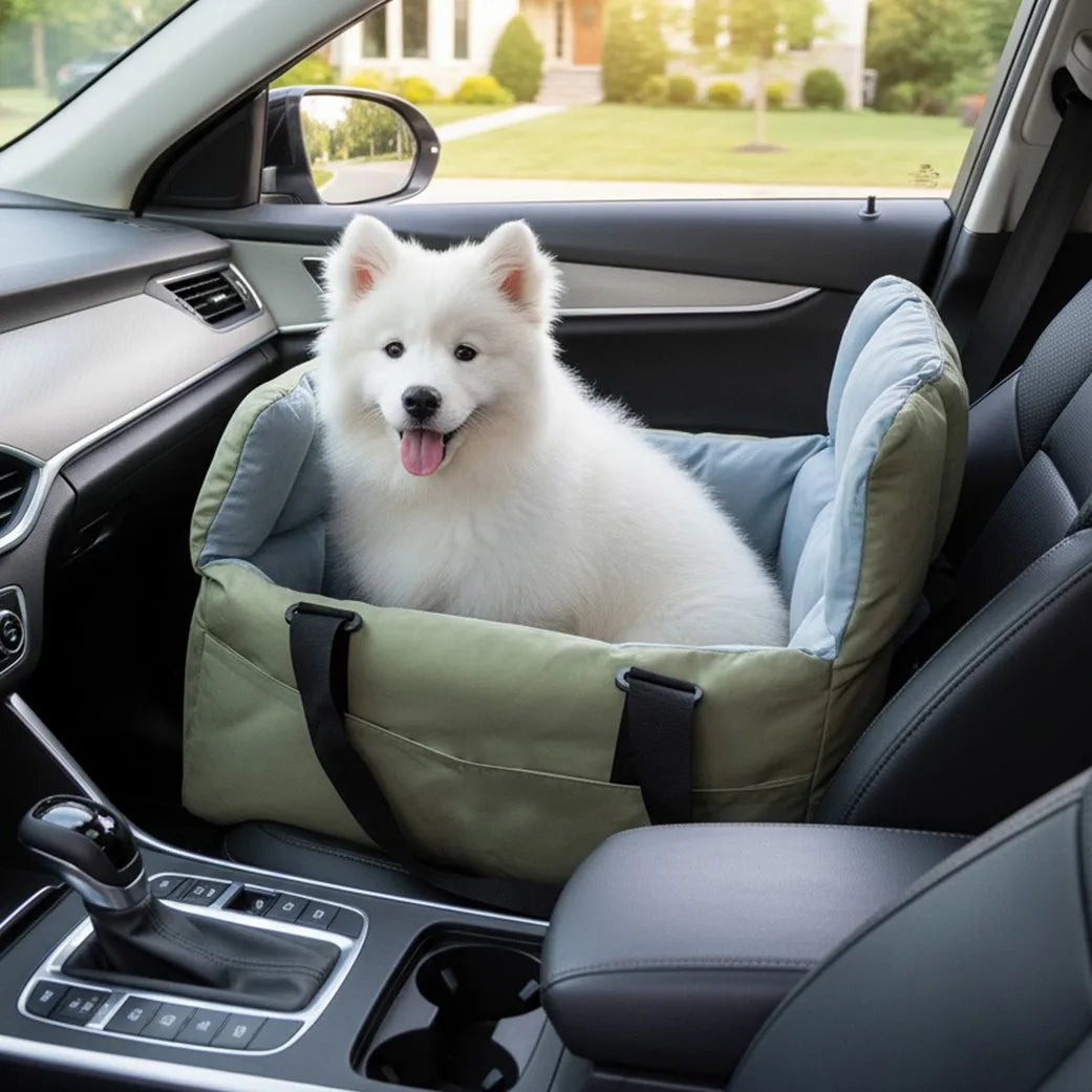 Portable Dog Car Seat Pet Puppy Booster Travel Bed Carrier Cushion with Storage Pocket