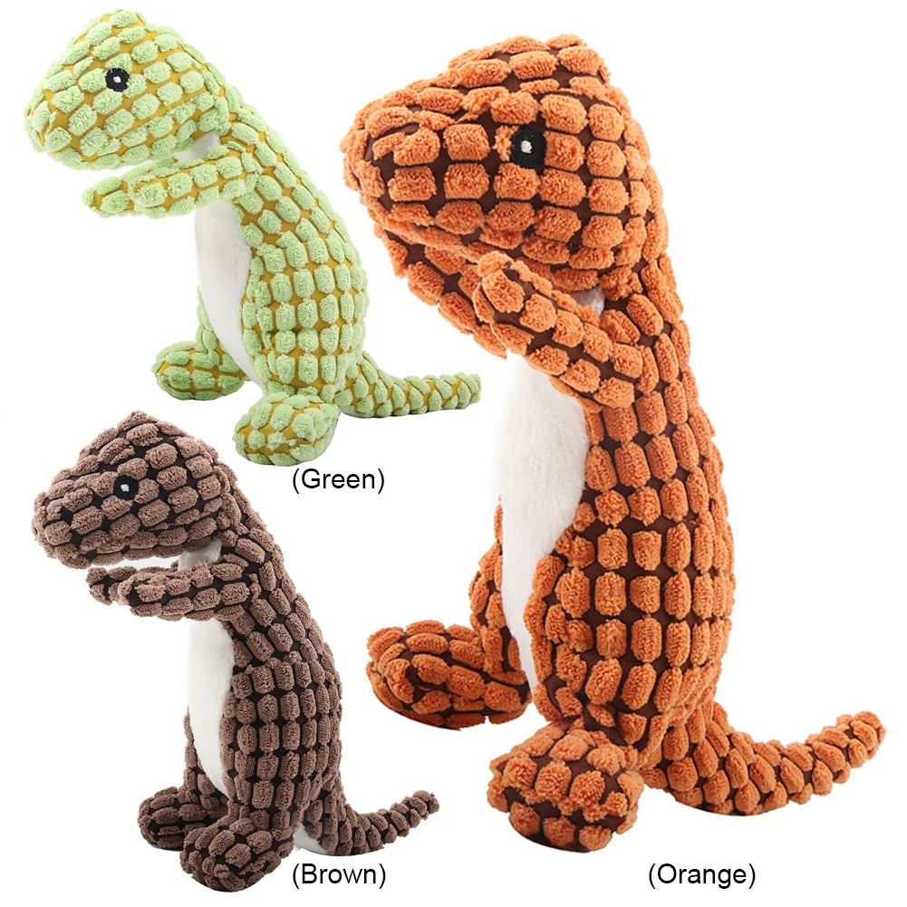 Dino Sounding Interactive Dog Toy Cute Squeaky Dog Toy Soft Pet Plush Toy for Aggressive Chewers