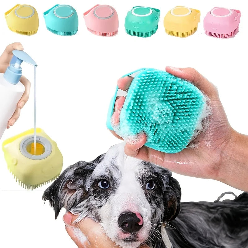 【2-in-1 Pet Grooming Brush】Dual-Sided Deshedding Tool, Stainless Steel Comb & Silicone Massage Brush, Reduce Shedding Painless f