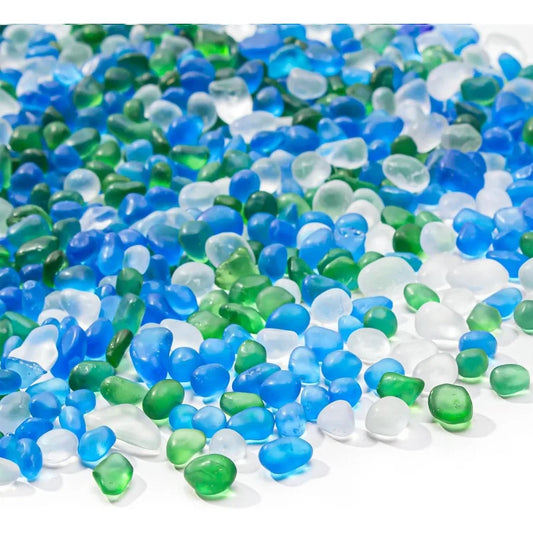 0.5  Blue Green Betta Fish Tank Rocks Gravel Frosted Glass Beads 6-9mm Aquarium Rocks Fish Tank Gravel Stones Pebbles for Vase