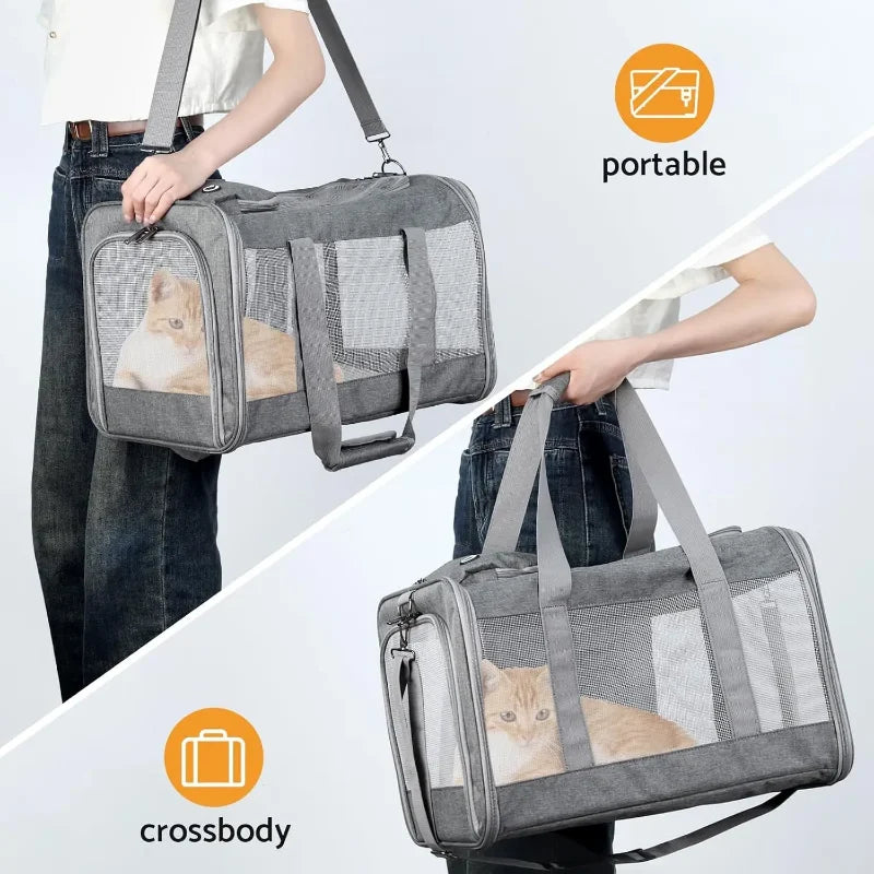 Airline Approved Pet Carrier for Cats Dogs Soft Travel Bag with Breathable Honeycomb Board,Removable Support Board for Vet