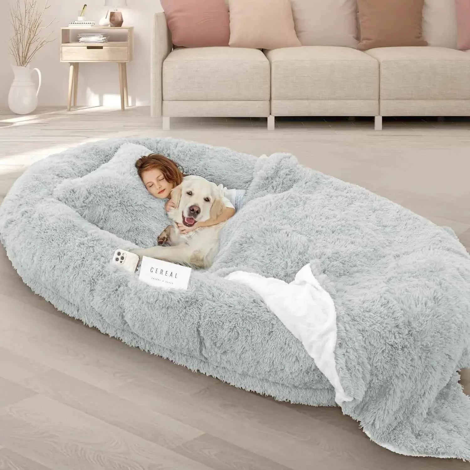 Human Dog Bed - 71x45 Giant Memory Foam Pet Bed for Adults & Large Dogs