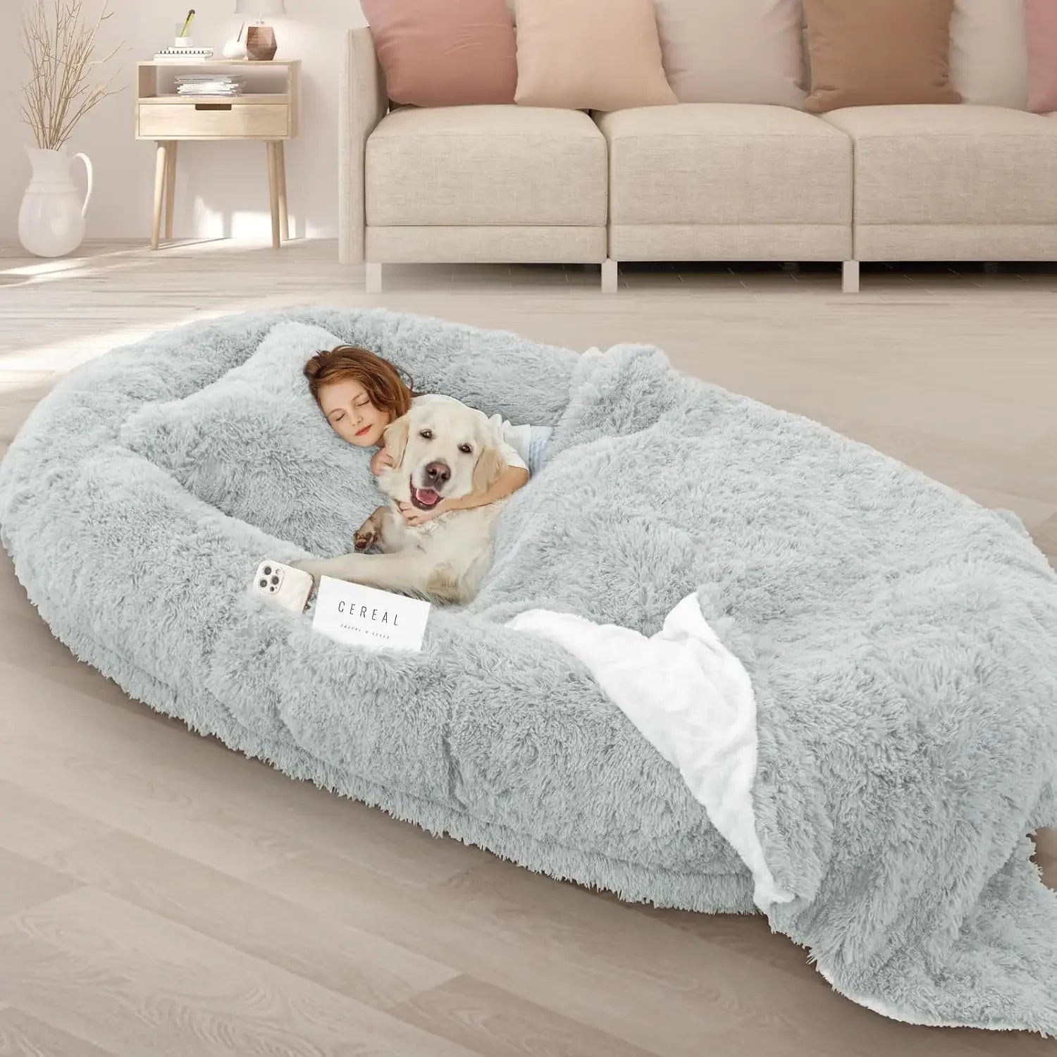Human Dog Bed - 71x45 Giant Memory Foam Pet Bed for Adults & Large Dogs