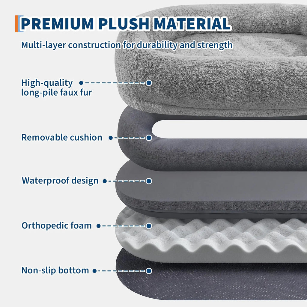 Oversized Orthopedic Dog Bed for Humans & Pets - Faux Fur with Waterproof Lining