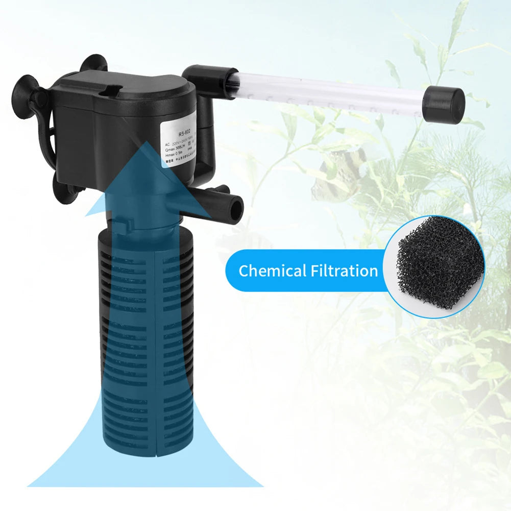 3 in 1 Fish Tank Filter Silent Mini Aquarium Filter Waterproof Aquarium Water Purifier Submersible Water Purifier for Fish Tank