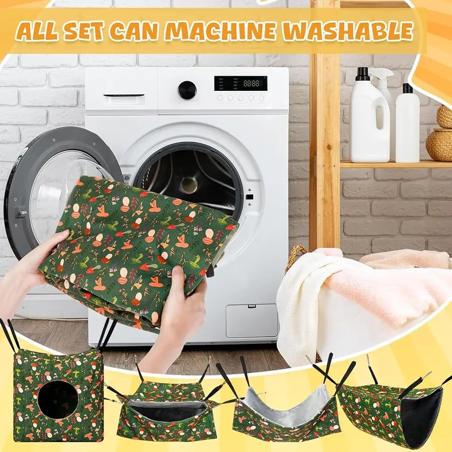 8 Pack Guinea Pig Hammock Rat Hammock Soft Small Pet Hanging Tunnel Glider Toy Mat Ferret Hideout Bed Cage Accessories for Small