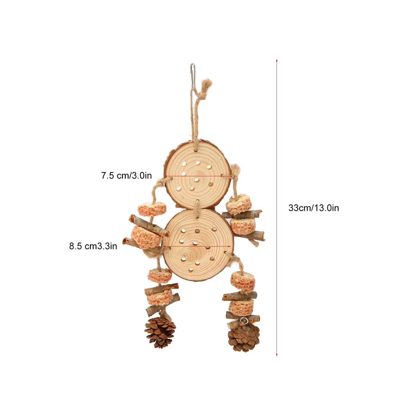 Bird Chewing Toys Puzzle Wooden Corks Logs Pine Cones Corn Cobs Barks Parrot Cage Toy for Parakeet Cockatiel Conure