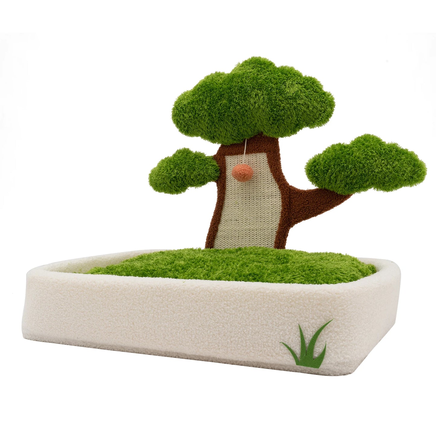 Indoor Cat Furniture (Green)—Combines Cat Bed & Scratching Post, Plush Cat Ball+Anti-Moist Legs, Easy Assemble, Ideal for Home