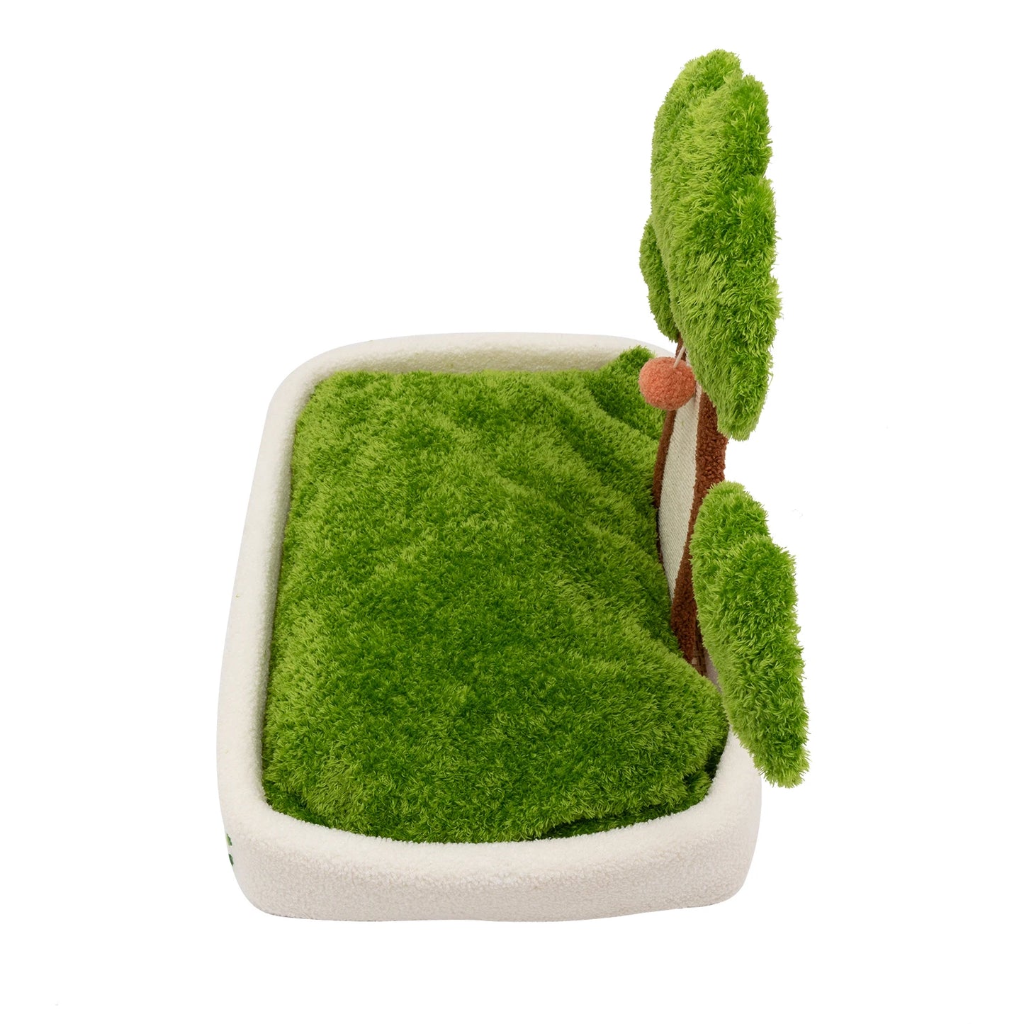 Indoor Cat Furniture (Green)—Combines Cat Bed & Scratching Post, Plush Cat Ball+Anti-Moist Legs, Easy Assemble, Ideal for Home