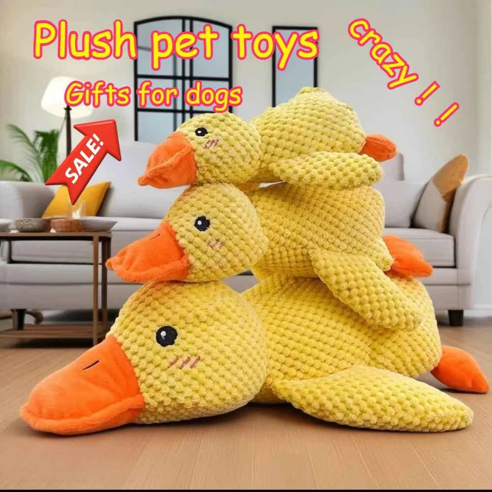 Calming Duck Squeaky Dog Toy - Soft Plush Anxiety Relief & Sleep Aid for Puppies