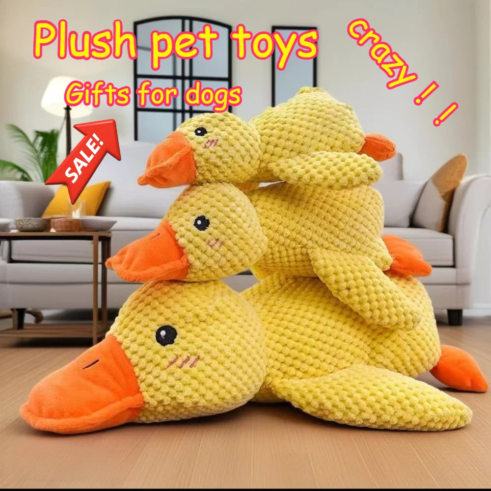 Calming Duck Squeaky Dog Toy - Soft Plush Anxiety Relief & Sleep Aid for Puppies