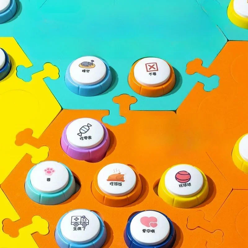 Dog Talk Buttons - 9 Piece Pet Communication Training Set with Mat