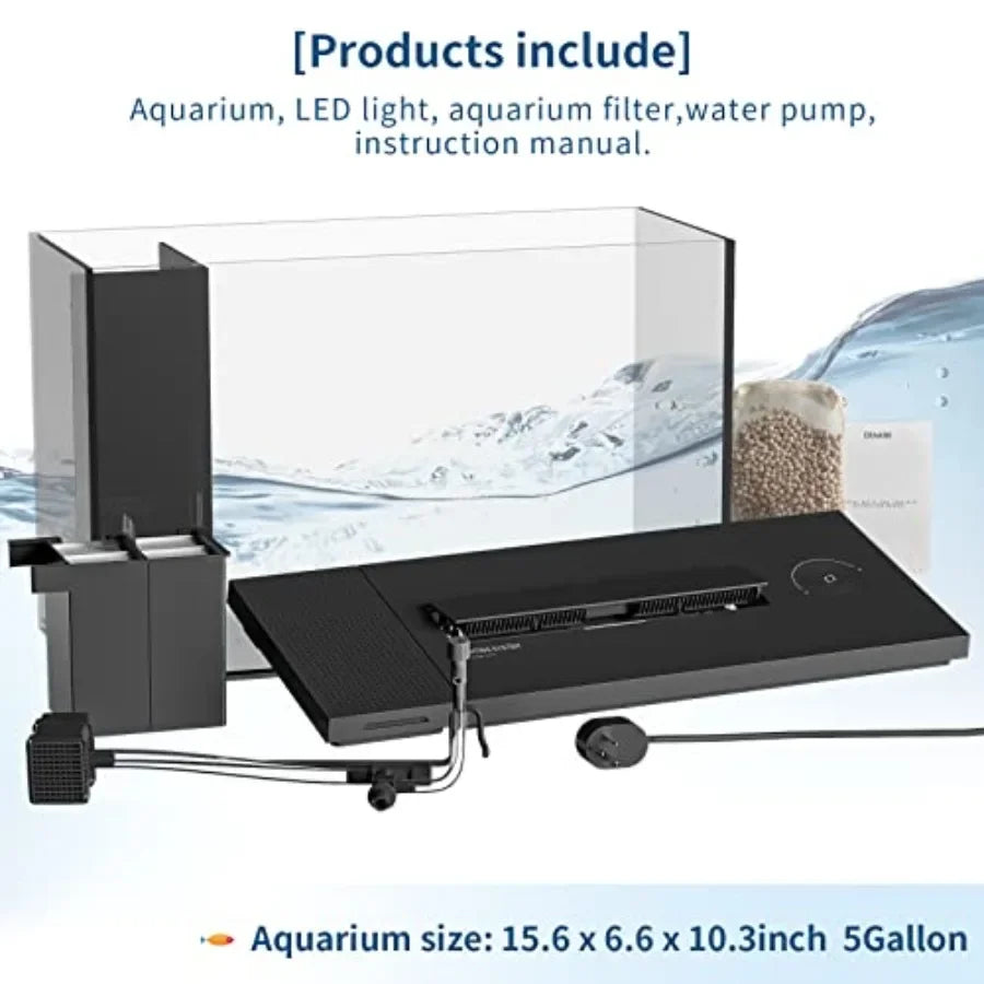 4.5 Gallon SelfCleaning Betta Fish Tank Kit with Builtin Filter LED Light and Water Pump Complete Small Fish Tank Starter Set f