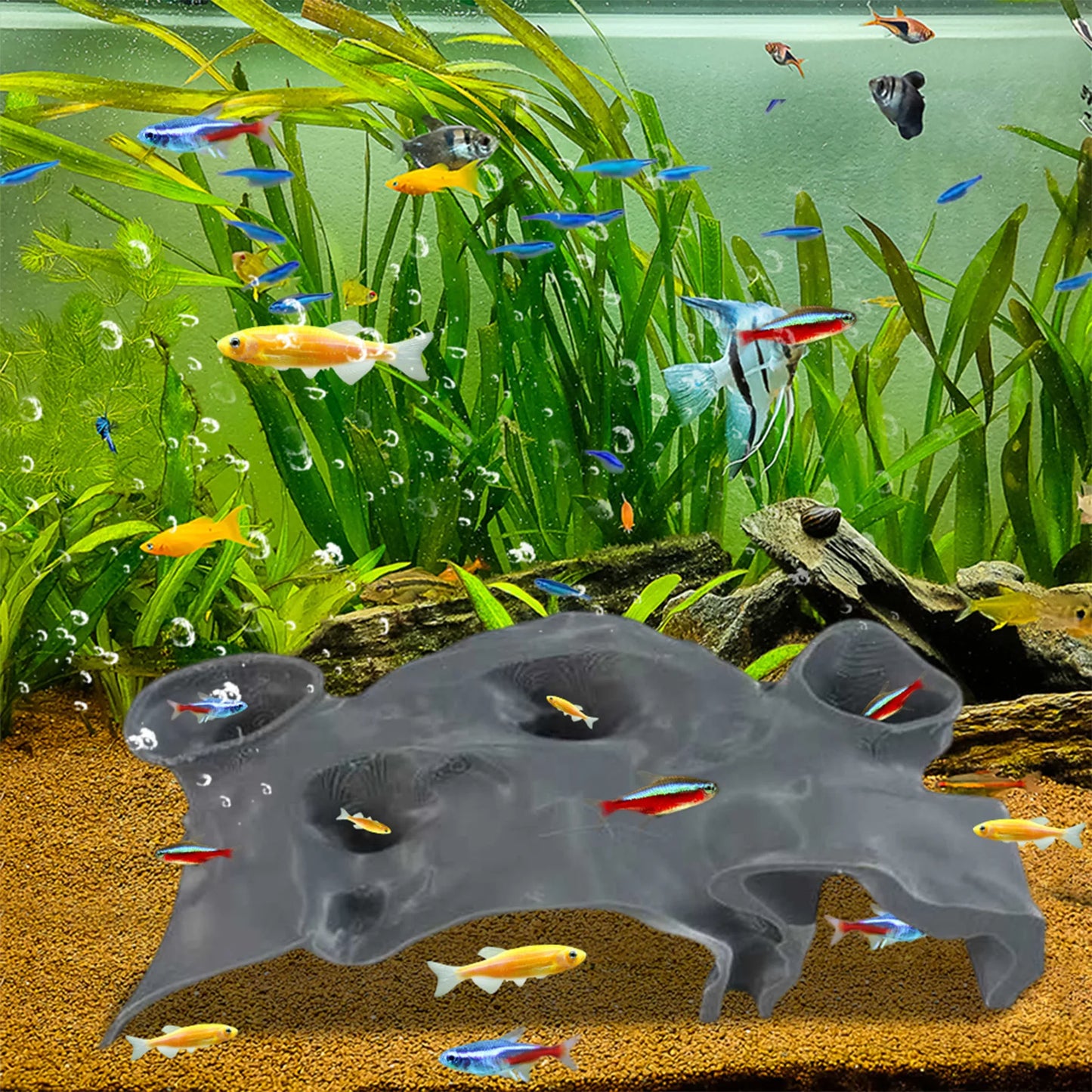 Fish Tank Hidden Cave Hideout Shelter Tunnel for Small Fish Shrimp Reptile 3D Printed Aquarium Landscaping Underground Cave