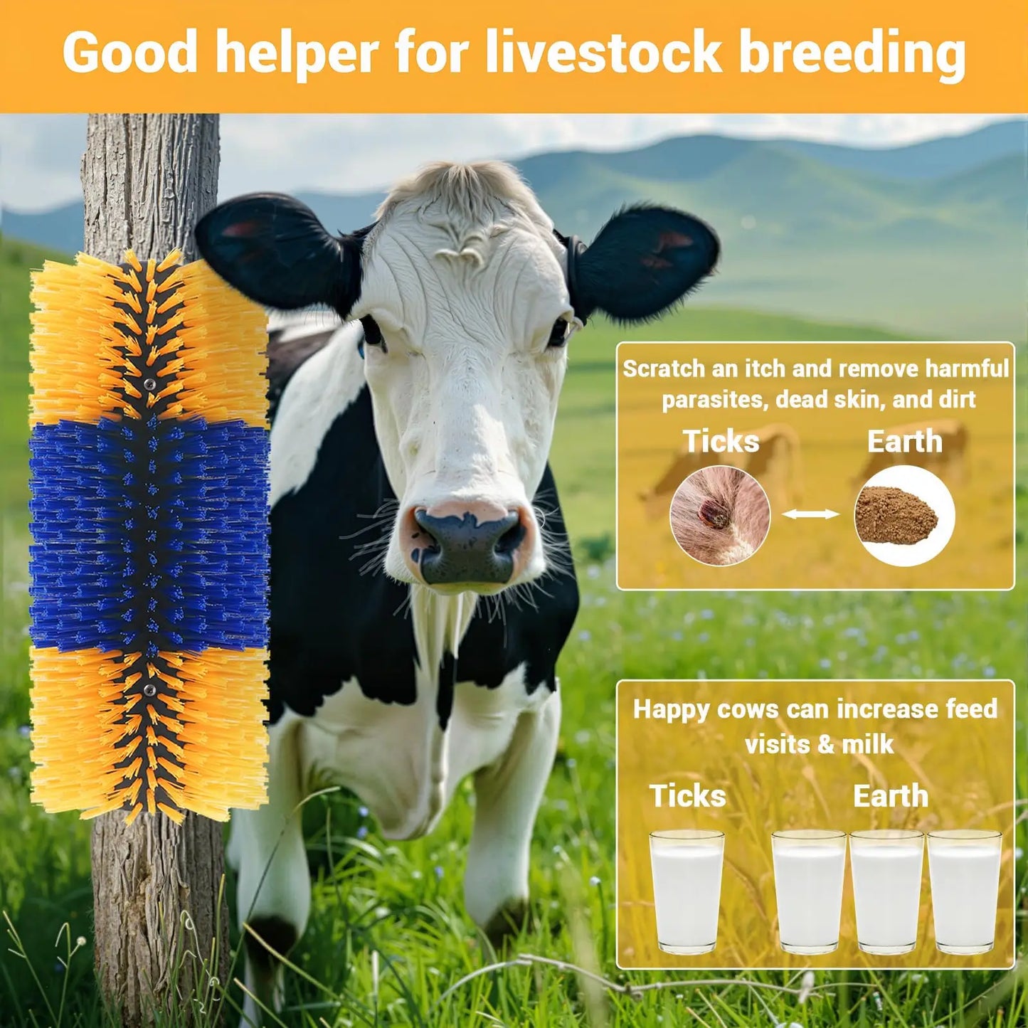 Scratch Brushes, Horse Brushes for Grooming, Relieves Itching On Back of Livestock Brushes for Horse, Cattle, Sheep