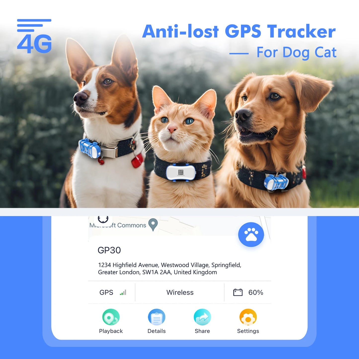 4G Mini GPS Tracker for Dot Cat – Waterproof Live Pet Locator with Android & iOS App, Light & Sound Search, Subscription Needed