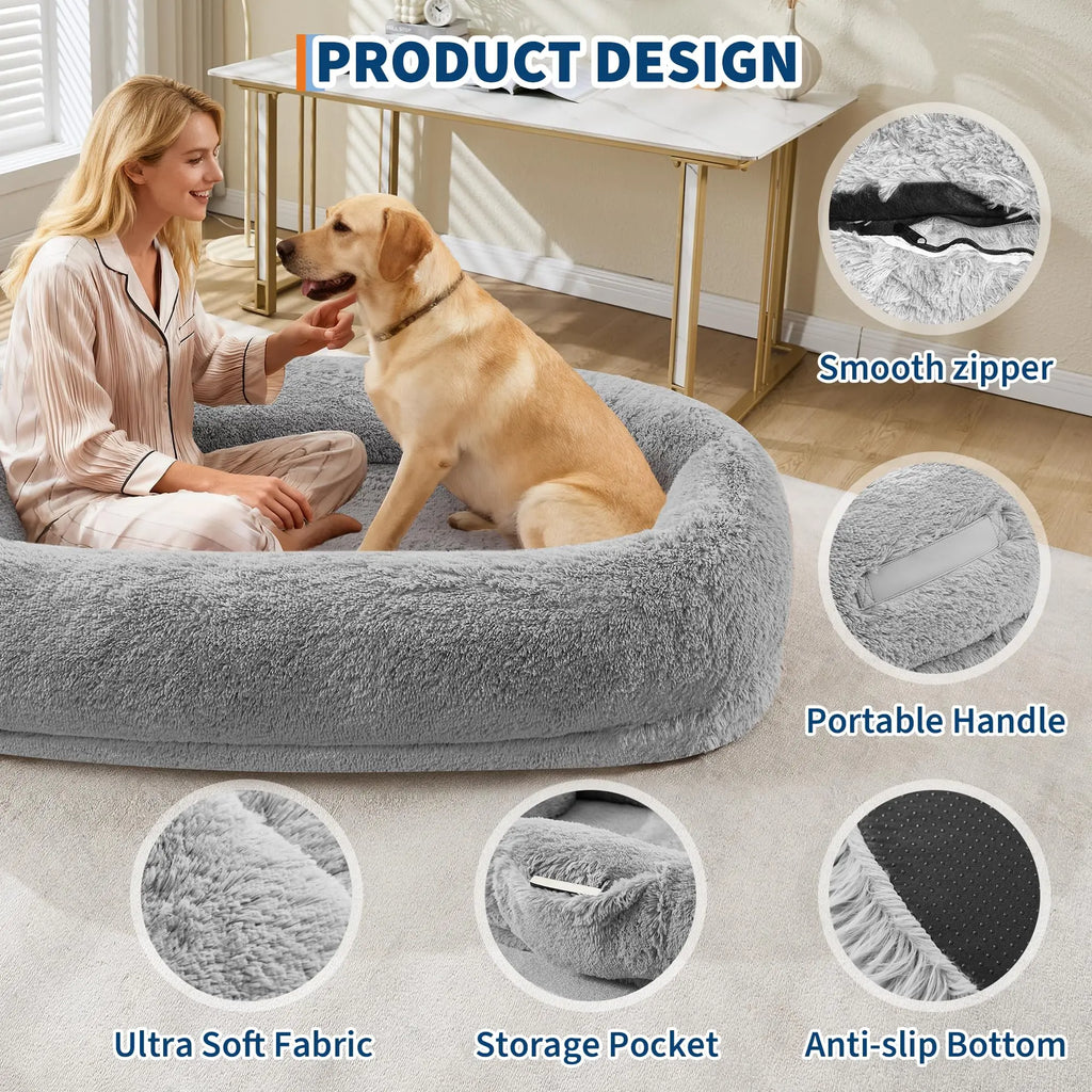Oversized Orthopedic Dog Bed for Humans & Pets - Faux Fur with Waterproof Lining