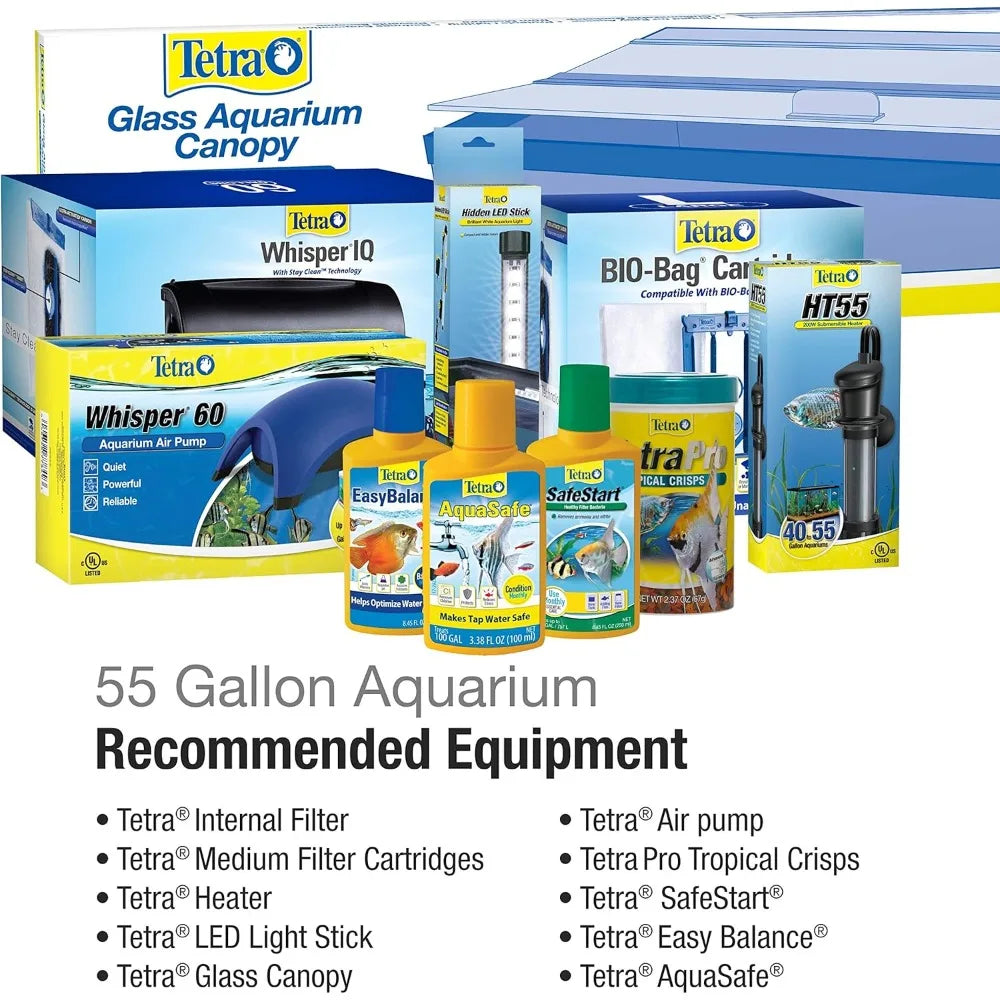 Glass Aquarium 55 Gallons, Rectangular Fish Tank (NV52018)