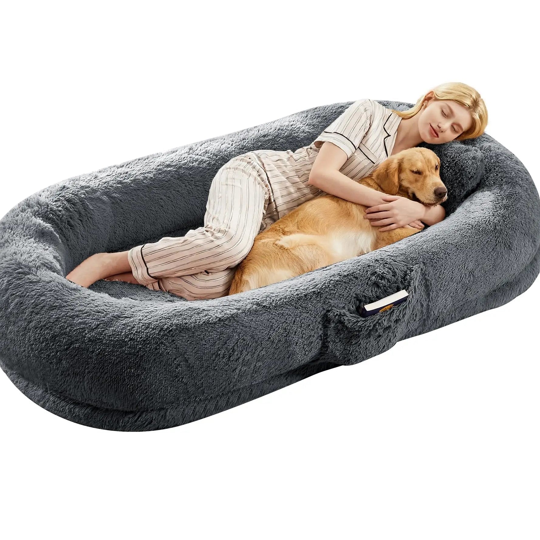 Oversized Orthopedic Dog Bed for Humans & Pets - Faux Fur with Waterproof Lining