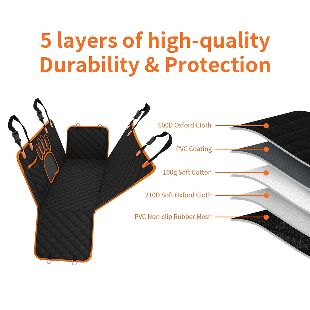 Dog Seat Cover - Heavy Duty Hammock Style Car Seat Protector with Anti-Slip Backing